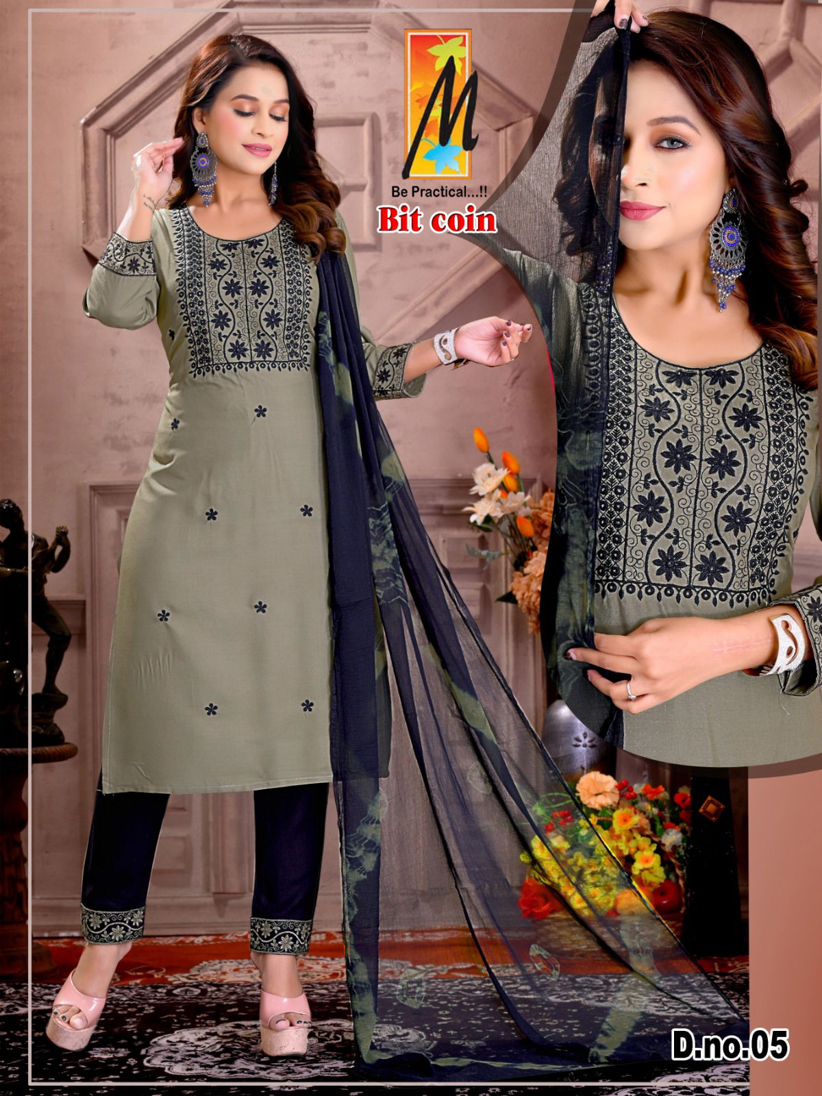 Master Bit Coin Embroidery Readymade Suits Catalog 
